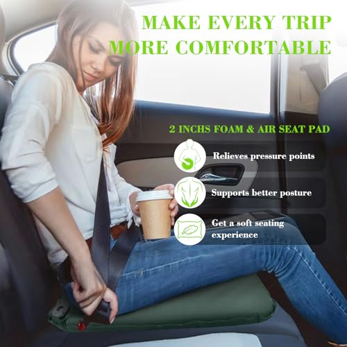 Green Inflatable Seat Cushion Self-Inflating Portable Stadium Seat Pad - 1 Pack