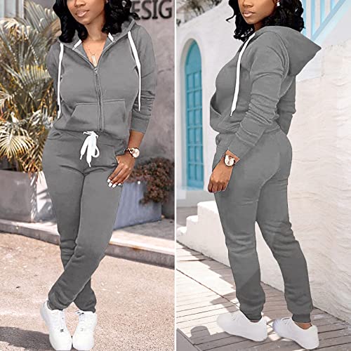 Women’s Track Suit Set - Large / 3 Gray White Two-Piece Sweatsuit