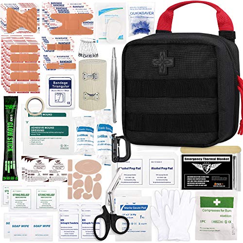 Everlit Tactical First Aid Kit with Molle Pouch - Black, 180 Pieces
