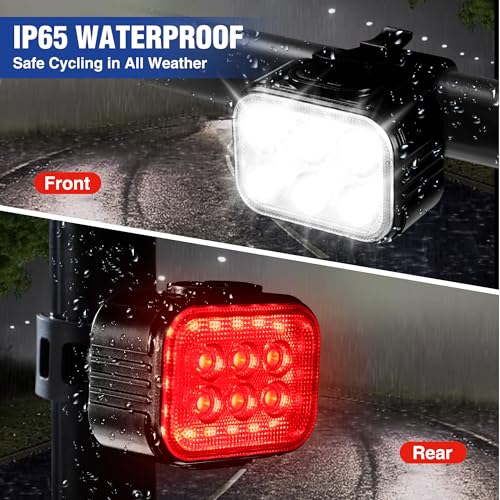 WORKPRO Bike Lights Set Black+Black 8+13 Modes Rechargeable Waterproof