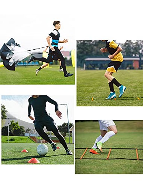 YISSVIC Agility Ladder 20 Feet 12 Adjustable Rungs Speed Training Equipment Set, Agility Ladder, Football Cones, Running Parachute, Jump Rope, Resistance Bands
