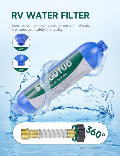 RV Water Filter with Hose Protector 2 Pack for Camping and Travel