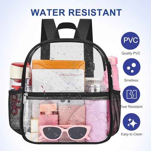 Oraben Clear Backpack Stadium Approved 12X11x6, Waterproof Clear Bag Stadium Backpack for Concert Work Sport Event