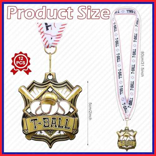 Medals with Neck Ribbons Soccer Awards Medals Baseball Team Awards Softball T-Ball Flag Football Trophy for Kids Sports Competitions Celebration Gift