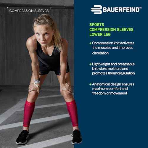 Bauerfeind Sports Compression Lower Leg Calf Sleeves (1 Pair) - Gradient Compression for Improved Blood Circulation in Legs - Air Knit Fabric Breathable, Durable, Washable (Black, Medium/Short)