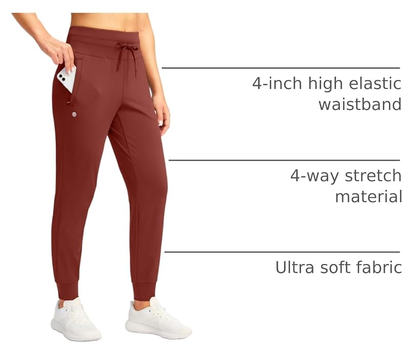 Savannah Large G Gradual Women's Joggers with Zip Pockets, High Waist Athletic Sweatpants
