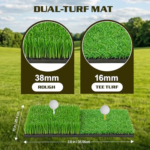 Red Golf Practice Net with Practice Mat, 10 x 7 ft Indoor Outdoor Hitting Net for Swing Training & Chipping