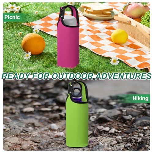 Neoprene Water Bottle Sleeves 2 Pack with Handle - Black/Dark Red