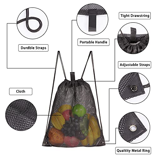 Mesh Drawstring Bag for Gym Beach Travel Laundry - Large Ventilated Storage