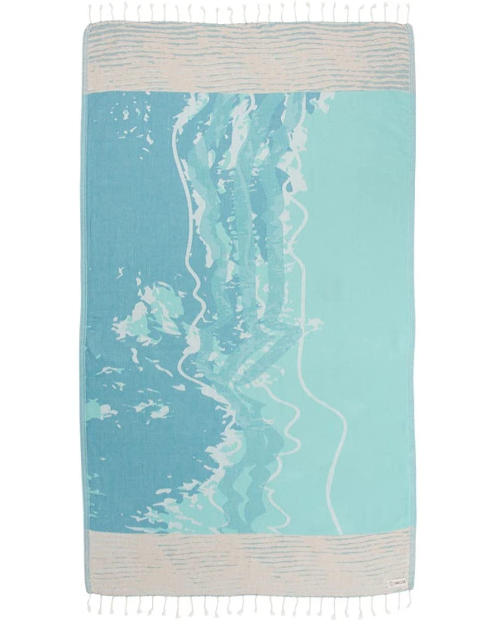 Sand Cloud Turkish Beach Towel - Sand Resistant - 100% Organic Turkish Cotton Yarn - Quick Dry Towel for Beach, Picnic Blanket or Throw - As Seen on Shark Tank - Waves