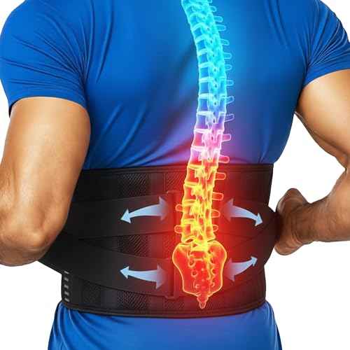 Back Brace for Lower Back Pain Relief | Sciatica Lumbar Support Belt for Men & Women, Adjustable Back Support Brace for Work & Daily Use, All-Day Comfort & Heavy-Duty Compression (Medium 33-38.9")
