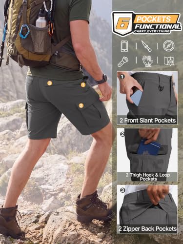 FREE SOLDIER Mens Hiking Pants Convertible Cargo Pants - 34W x 32L Gray