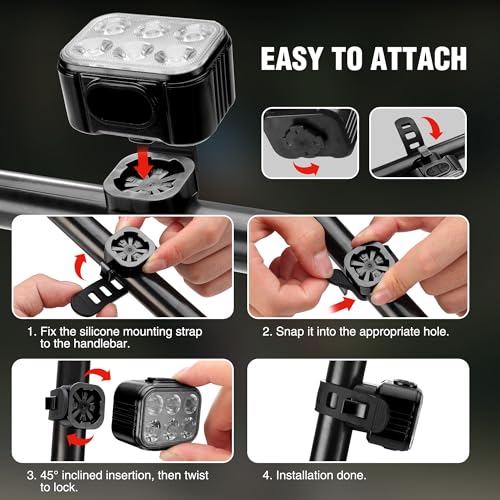 WORKPRO Bike Lights Set Black+Black 8+13 Modes Rechargeable Waterproof
