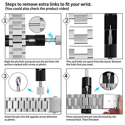 Black Stainless Steel Watch Band Compatible with Fitbit Versa 4 Sense 2 Versa 3 Sense - Adjustable Metal Wristband for Men Women