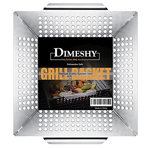 12 Inch Stainless Steel Grill Basket for Outdoor Barbecue - Large BBQ Accessories