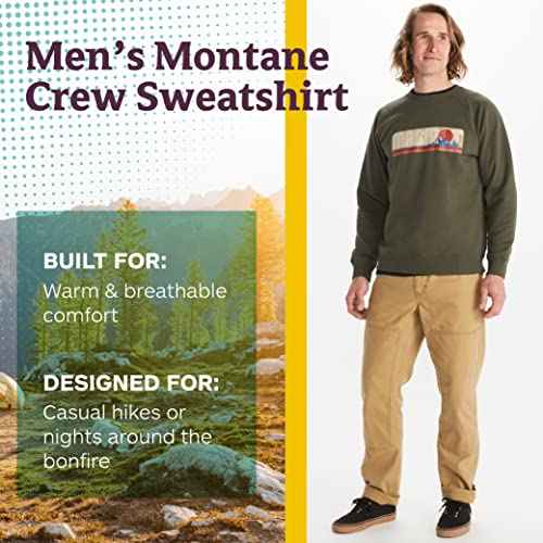 MARMOT Men's Montane Crew Sweatshirt - Screen Printed Graphic on Warm, Breathable, Eco-Friendly Cotton/Poly Blend