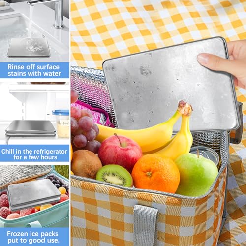 Stainless Steel Ice Packs for Lunch Boxes - Reusable Cooler Gel Packs for Food & Drinks
