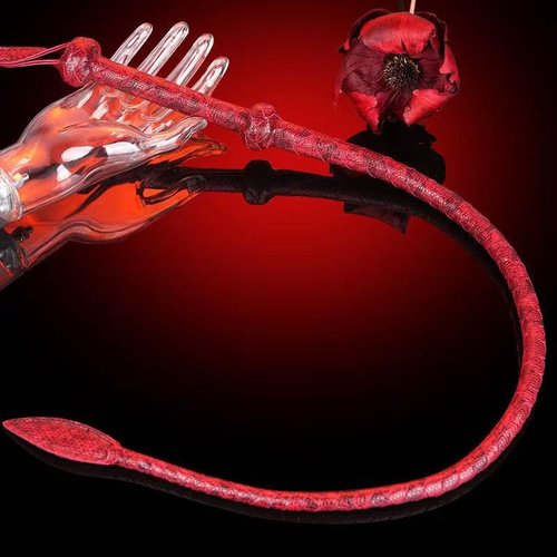 HHAura Leather Flogger, Leather Whip Single Tail Whip 1 Metre Length Braided Leather Rider for Equestrian Sports (Red)