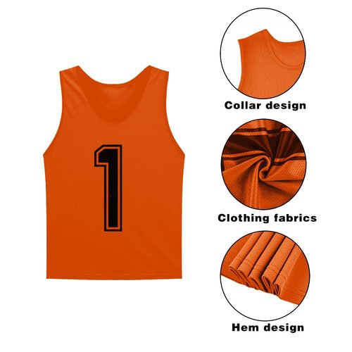 Saaifuu Set of 12 (1-12) Numbered Pinnies/Scrimmage Vest/Team Practice Jerseys for Children Youth Adult(Orange L)