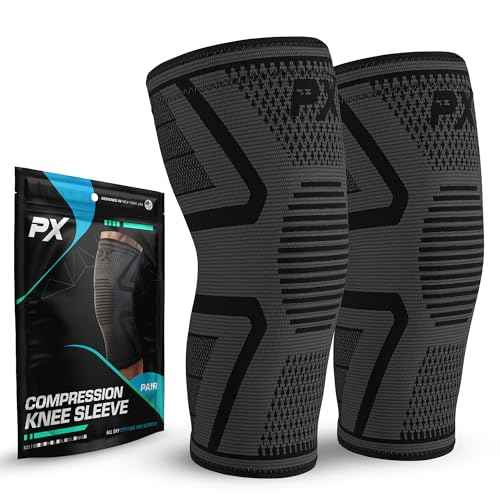 PX Compression Knee Brace for Women & Men, 2 Pack Knee Brace for Meniscus Tear, Torn ACL, Running Workout, Sports - Black Machine Washable Knee Support Sleeve for Arthritis Pain Relief ? XXXL Pair
