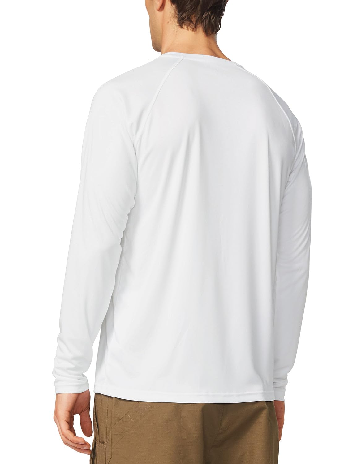 baleaf Mens UPF 50+ Sun Protection Shirts Long Sleeve Rash Guard, Quick Dry 4-Way Stretch for Fishing Swimming Surfing 01-White 2XL
