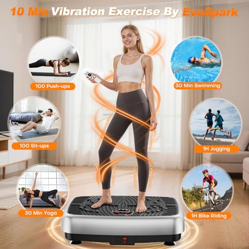 Grey Vibration Plate Exercise Machine with Dual Motor, Full Body Workout & Resistance Bands