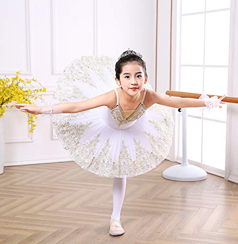 Girls White Camisole Skirted Ballet Leotard Tutu Dress - Size 8-9 Years