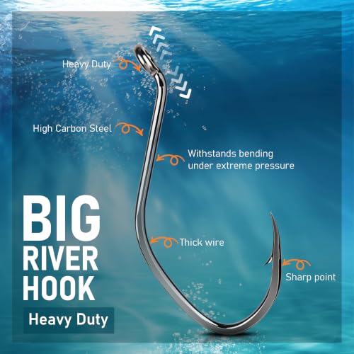 25PCS Large Offset Fishing Hooks for Catfish — Heavy Duty Bait Hooks 10/0