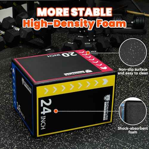Fitvids Plyo Box, 3-in-1 Foam Plyometric Jump Box, 16¡±x20¡±x24¡± Box Jump for for Home Gym Training Fitness Workout Exercise