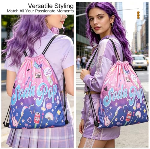 Kpop Fan Backpack Soda Pop Design Drawstring Bag for Fans