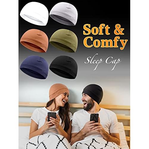 Syhood 6 Pieces Men Skull Caps Cotton Beanies Sleep Hats Multifunctional Helmet Liner Cap for Men and Women
