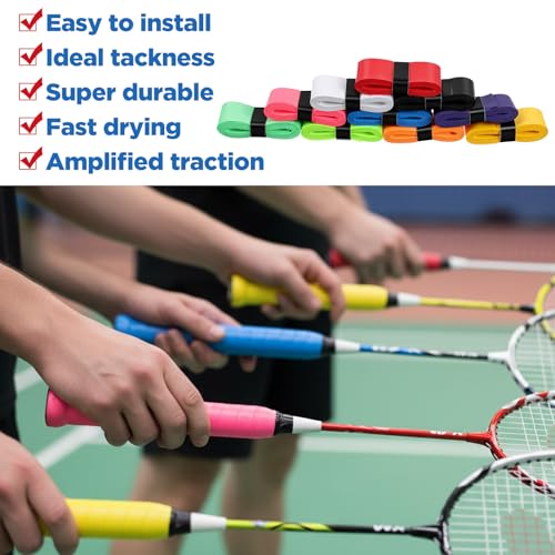 100 Pcs Tennis Racket Overgrips Bulk Grip Tape Non-Slip Sweat Absorbent