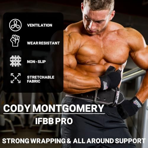 Large Platinum Lifting Gloves with Grip & Wrist Support for Gym Workouts