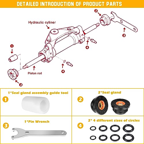 Hydraulic Steering Seal Kit with Pin Wrench for Outboard Engines HC5345