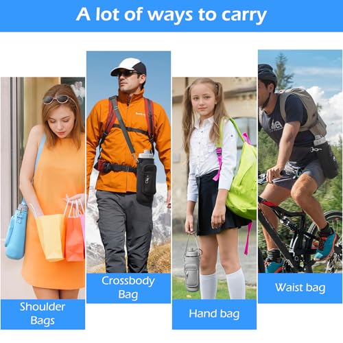 32 OZ Water Bottle Holder with Strap Black - Large Capacity & Adjustable