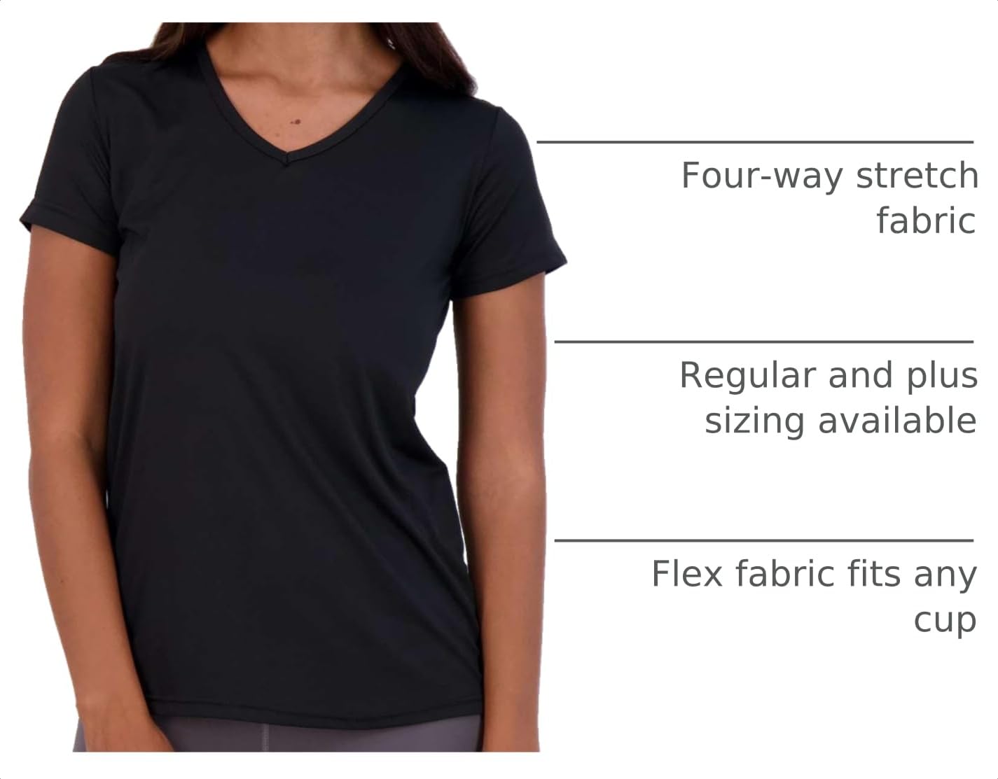 Real Essentials 5 Pack: Women's Dry-Fit Short Sleeve V Neck T Shirt Workout Fitness Yoga Top Tee (Available in Plus Size), Set 16, 2X