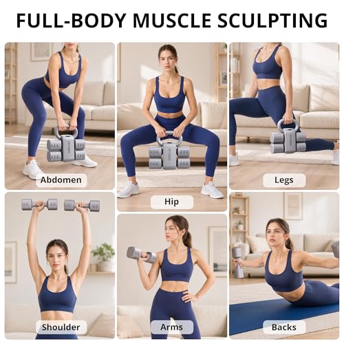 Gray Adjustable Dumbbell Set of 2 - 4-in-1 Free Weights for Home Gym