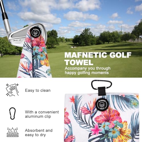 Magnetic Golf Towel with Clip - Microfiber Waffle Pattern for Men & Women - White