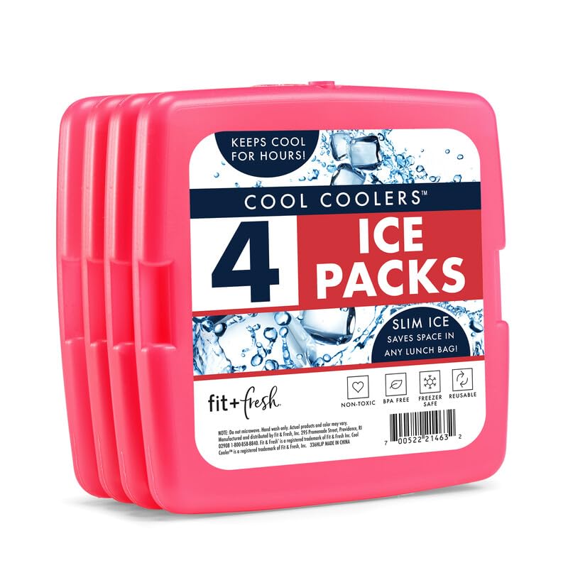 Pink Slim Ice Packs for Lunch Boxes & Coolers - 8 Pack Reusable Freezer Ice Sheets