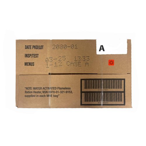 Meals Ready to Eat A and B bundle cases 2025, 2026 inspection. Genuine Military US surplus emergency food bulk supply full box with heater