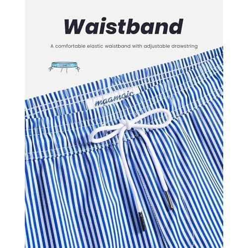 maamgic Mens Swim Trunks with Compression Liner 5" Stretch Beach Shorts Quick Dry with Zipper Pockets No-Chafing Board Shorts