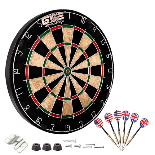 Pro Bristle Dartboard Set with 6 Steel Tip Darts - Official Size 18 Inch