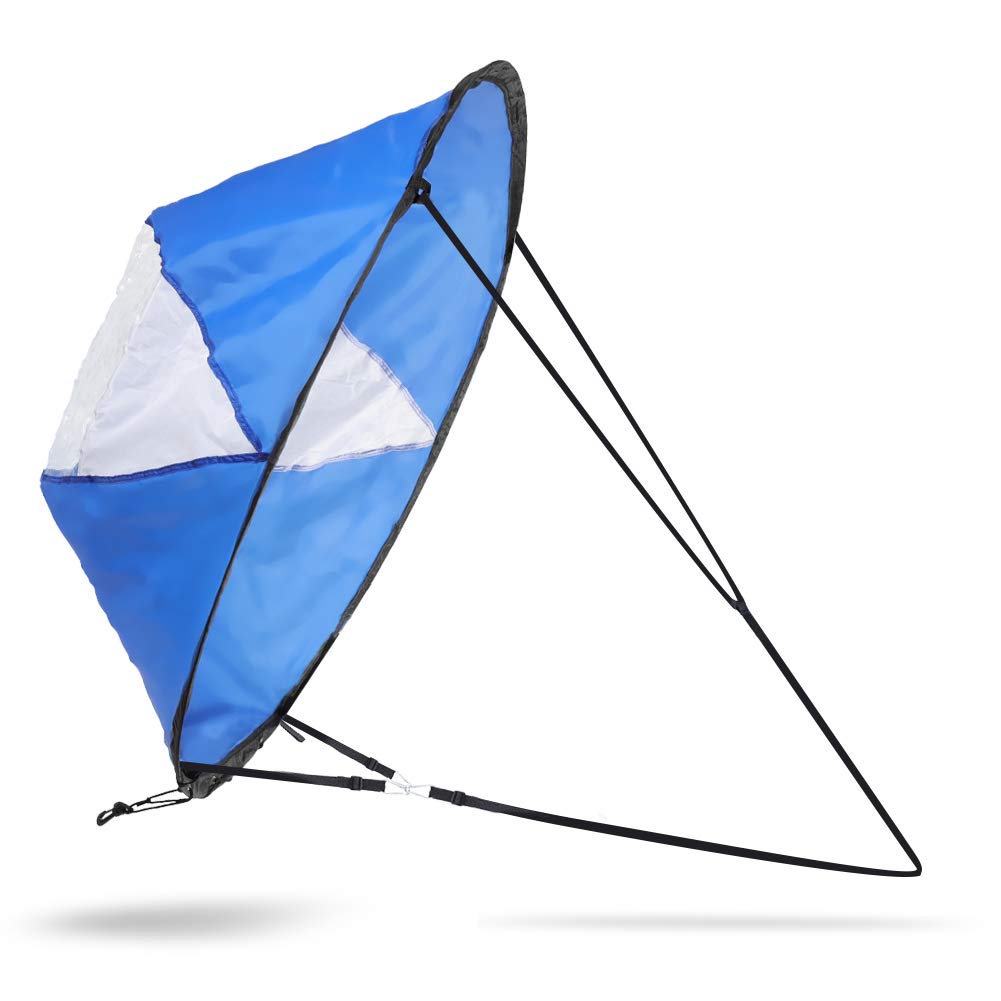 Kayak Sail Wind Sail 108cm Blue & White Canoe Sail Transparent Window UV, Easy Setup & Control