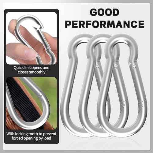 Carabiners Clip Spring Snap Hook,Heavy Duty Galvanized Steel Carabiner,Safety Quick Links Snap Hooks,Spring Clips for Swing Hammock Camping Keychain Outdoor
