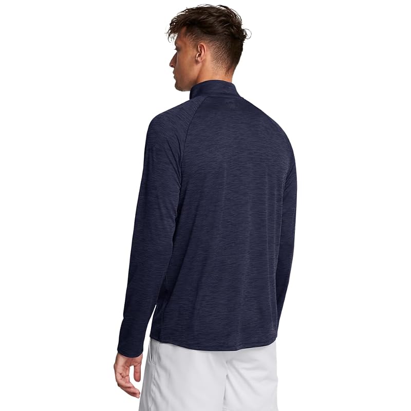 Under Armour Men's Tech Textured Half Zip Long Sleeve - Midnight Navy / Black, Large