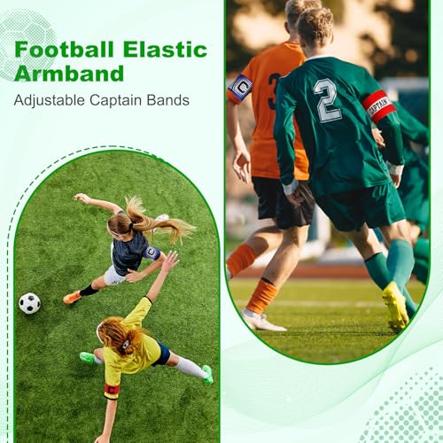 Captain's Armband for Soccer Rugby Adjustable Elastic Team Leader Wristband - Set of 6