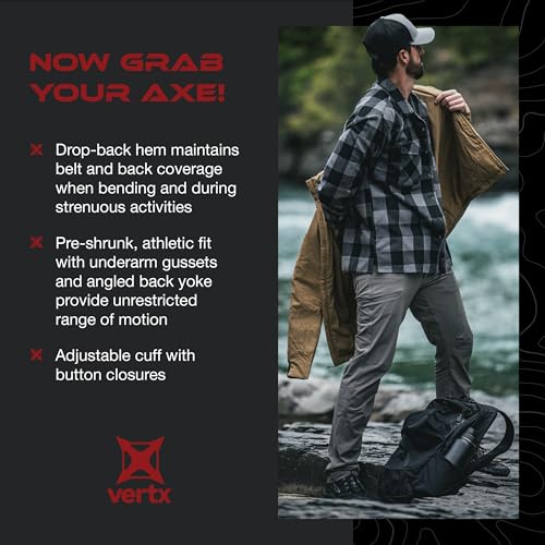 Vertx Canyon Valley Mens Tactical Flannel Shirt Long Sleeve Outdoor Work Shirts with Pockets, Tactical Operations Gear