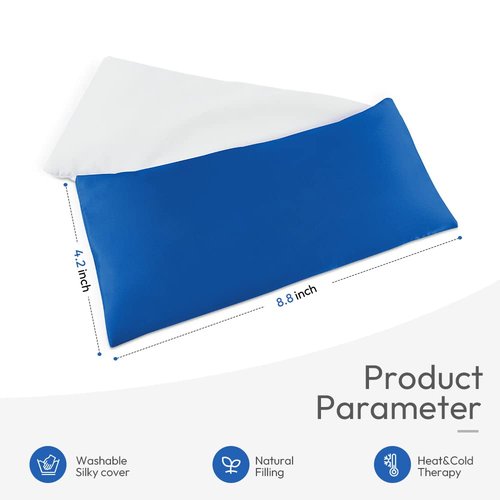 Lavender Eye Pillows for Relaxation, Yoga Eye Pillow for Meditation, Microwavable Weighted Eye Pillow for Yoga, Moist Heat & Cold Eye Compress with Aromatherapy (Blue) - 2 Pack