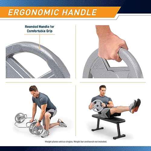 Marcy Classic 2" Cast Iron Olympic Grip Plates for Strength Training and Weightlifting
