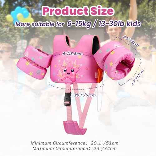 HeySplash Toddler Swim Vest, Toddler Floaties Fit 13-30 Lbs, Puddle Kids Jumper with Adjustable Strap, Pool Float Jacket Arm Floaties Baby Floatie Water Wing, Pool Sea Swimming Aid